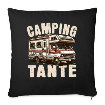 Camping Tante - Sofakissenbezug 45 x 45 cm - Schwarz - Vorne