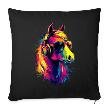 Pony Riding Pony Foal Rider Ponies Riding Pony Farm - Sofa pillowcase 17,3'' x 17,3'' (45 x 45 cm) - black - Front