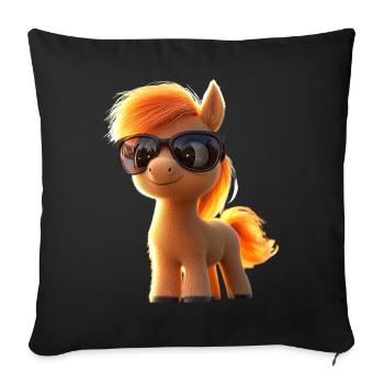Pony Riding Pony Foal Rider Ponies Riding Pony Farm - Sofa pillowcase 17,3'' x 17,3'' (45 x 45 cm) - black - Front