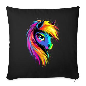 Pony Riding Pony Foal Rider Ponies Riding Pony Farm - Sofa pillowcase 17,3'' x 17,3'' (45 x 45 cm) - black - Front