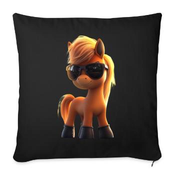 Pony Riding Pony Foal Rider Ponies Riding Pony Farm - Sofa pillowcase 17,3'' x 17,3'' (45 x 45 cm) - black - Front