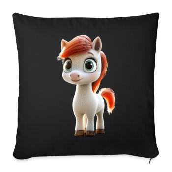 Pony Riding Pony Foal Rider Ponies Riding Pony Farm - Sofa pillowcase 17,3'' x 17,3'' (45 x 45 cm) - black - Front
