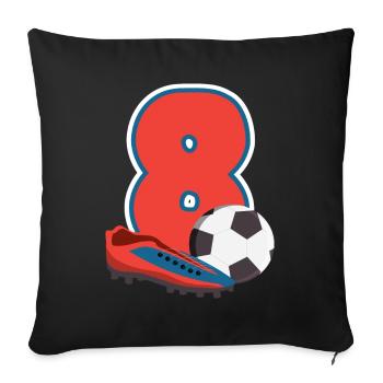 Fête d’anniversaire des enfants de football 8 ans - Housse de coussin décorative 45 x 45 cm - noir - Devant