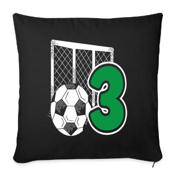 Football Birthday 3 Year Old Children's Birthday Party - Sofa pillowcase 17,3'' x 17,3'' (45 x 45 cm) - black - Front