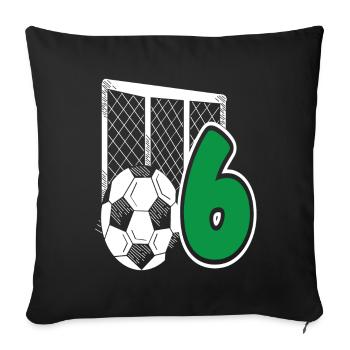 Fête d’anniversaire des enfants de football de 6 ans - Housse de coussin décorative 45 x 45 cm - noir - Devant