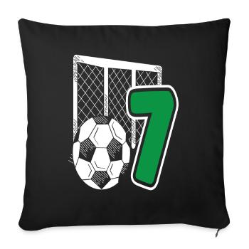 Fête d’anniversaire des enfants de football de 7 ans - Housse de coussin décorative 45 x 45 cm - noir - Devant