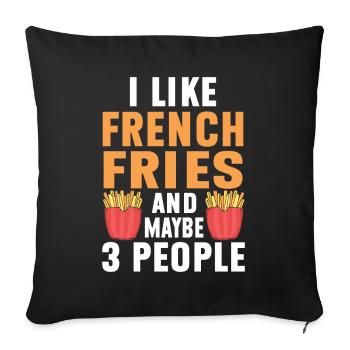 French Fries Food Pun Potato - Sofa pillowcase 17,3'' x 17,3'' (45 x 45 cm) - black - Front