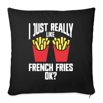 French Fries Food Pun Potato - Sofa pillowcase 17,3'' x 17,3'' (45 x 45 cm) - black - Front