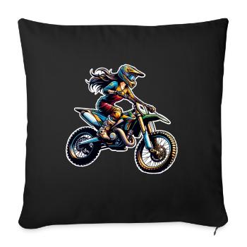 Motocross Femmes Filles Fille - Housse de coussin décorative 45 x 45 cm - noir - Devant