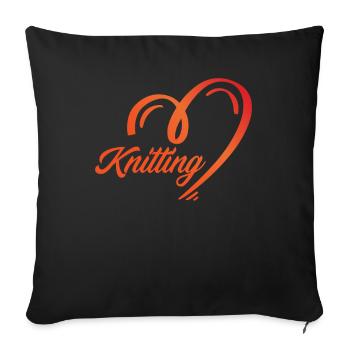 Knitting Heart Illustration for Creatives - Sofa pillowcase 17,3'' x 17,3'' (45 x 45 cm) - black - Front