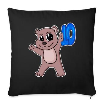10th Birthday Motif Bear - Ten - 10 Years - Sofa pillowcase 17,3'' x 17,3'' (45 x 45 cm) - black - Front
