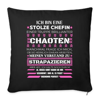 EINE STOLZE CHEFIN BRILLIANTER CHAOTEN - Sofakissenbezug 45 x 45 cm - Schwarz - Vorne