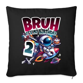 Astronaute 2e anniversaire Espace - Housse de coussin décorative 45 x 45 cm - noir - Devant