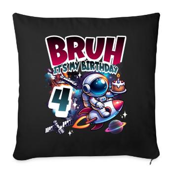 Astronaut 4th Birthday Space - Sofa pillowcase 17,3'' x 17,3'' (45 x 45 cm) - black - Front