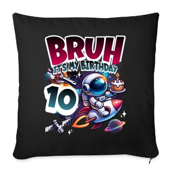 Astronaute 10e anniversaire Espace - Housse de coussin décorative 45 x 45 cm - noir - Devant
