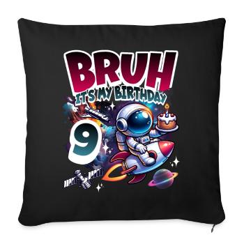 Astronaute 9e anniversaire Espace - Housse de coussin décorative 45 x 45 cm - noir - Devant