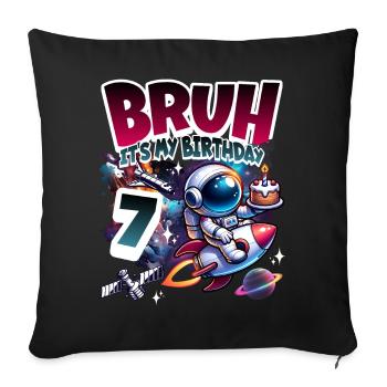 Astronaute 7e anniversaire Espace - Housse de coussin décorative 45 x 45 cm - noir - Devant