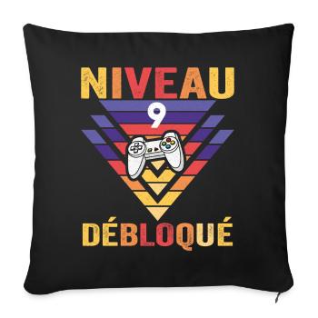 Level 9 Unlocked Gift 9 Year Old Gamer Geek Funny - Sofa pillowcase 17,3'' x 17,3'' (45 x 45 cm) - black - Front