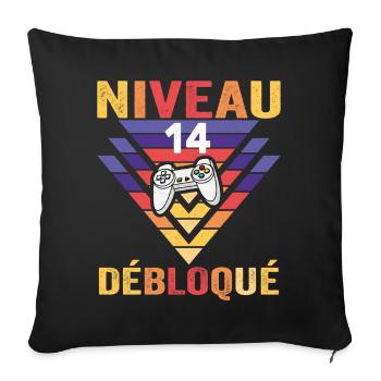 Level 14 Freigeschaltetes Geschenk 14 Jahre alter Gamer Geek Lustig - Sofakissenbezug 45 x 45 cm - Schwarz - Vorne