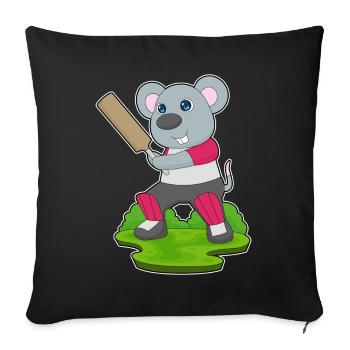 Souris Cricket Battes de cricket - Housse de coussin décorative 45 x 45 cm - noir - Devant