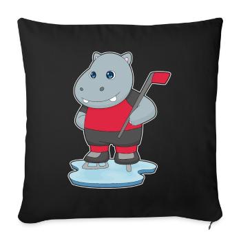 Nilpferd Eishockey Eishockeyschläger - Sofakissenbezug 45 x 45 cm - Schwarz - Vorne
