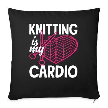 Le tricot est ma passion cardio - Housse de coussin décorative 45 x 45 cm - noir - Devant