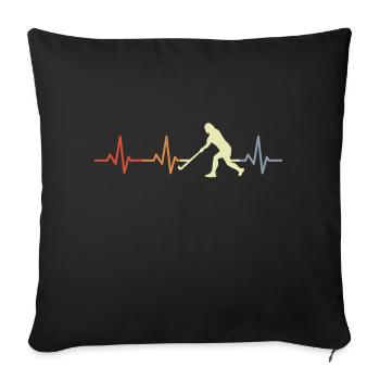 Battement de cœur du hockey - Housse de coussin décorative 45 x 45 cm - noir - Devant