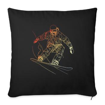 Snowboarder Sketch Retro - Sofa pillowcase 17,3'' x 17,3'' (45 x 45 cm) - black - Front