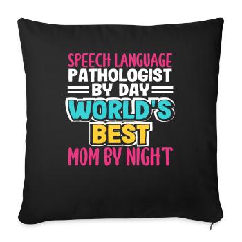 Speech therapist on the day world's best mom - Sofa pillowcase 17,3'' x 17,3'' (45 x 45 cm) - black - Front