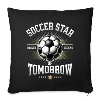 Soccer Star Légende Joueurs de Football Talent Enfants - Housse de coussin décorative 45 x 45 cm - noir - Devant