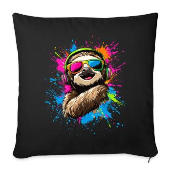 paresseux couleurs colorées pop art paresseux paresseux - Housse de coussin décorative 45 x 45 cm - noir - Devant