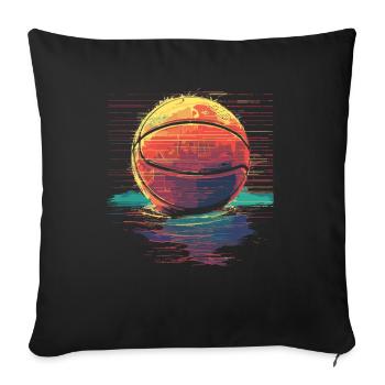 Basketball Ball Retrowave - Sofa pillowcase 17,3'' x 17,3'' (45 x 45 cm) - black - Front