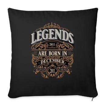 2011 Décembre Naissance Anniversaire Année de naissance - Housse de coussin décorative 45 x 45 cm - noir - Devant