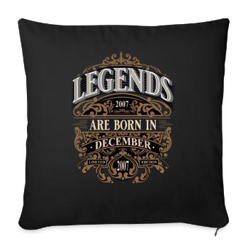 2007 Décembre Naissance Anniversaire Année de naissance - Housse de coussin décorative 45 x 45 cm - noir - Devant