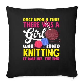 Fille qui aimait tricoter - Housse de coussin décorative 45 x 45 cm - noir - Devant