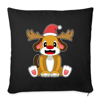 Chien Noël Renne - Housse de coussin décorative 45 x 45 cm - noir - Devant