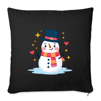 Cute Snowman with Top Hat Festive Christmas Cheer - Sofa pillowcase 17,3'' x 17,3'' (45 x 45 cm) - black - Front