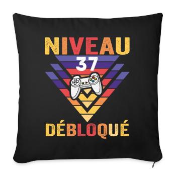 Level 37 Unlocked Gift 37 Years Gamer Geek Funny - Sofa pillowcase 17,3'' x 17,3'' (45 x 45 cm) - black - Front
