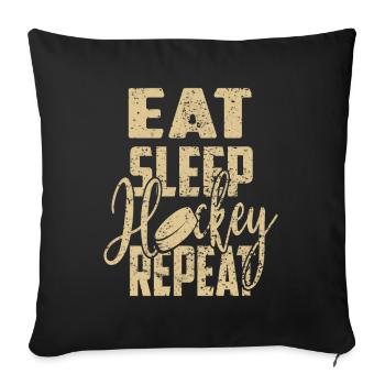Manger dormir hockey Répéter - Housse de coussin décorative 45 x 45 cm - noir - Devant