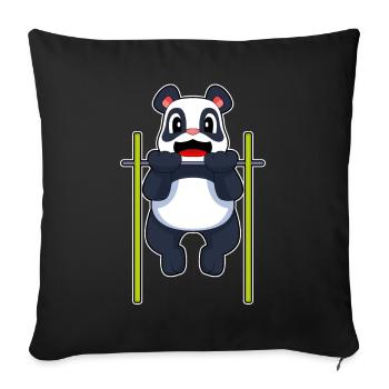 Panda Bodybuilder Tractions Musculation - Housse de coussin décorative 45 x 45 cm - noir - Devant
