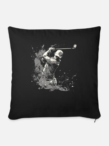 Golfer Zeichnung - Soffkuddsöverdrag, 45 x 45 cm - svart