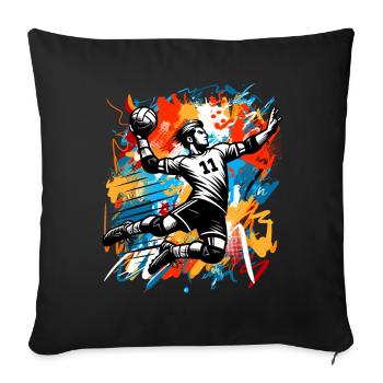 Handball Joueurs de handball - Housse de coussin décorative 45 x 45 cm - noir - Devant