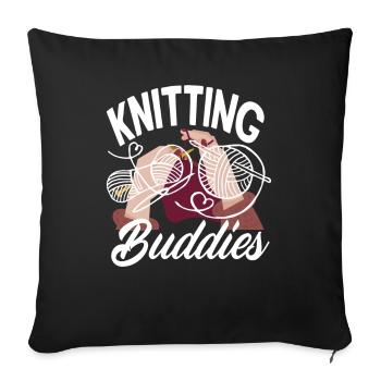 Experience knitting together with friends - Sofa pillowcase 17,3'' x 17,3'' (45 x 45 cm) - black - Front