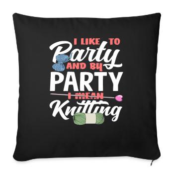 Je fête avec du tricot et de la laine - Housse de coussin décorative 45 x 45 cm - noir - Devant