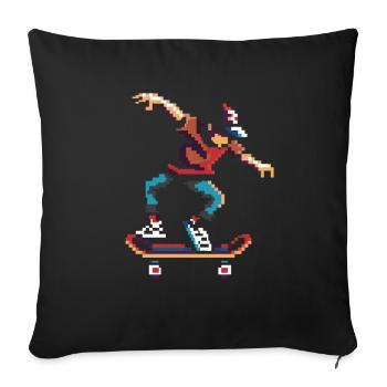 Skateur Pixel Art - Housse de coussin décorative 45 x 45 cm - noir - Devant