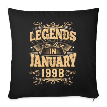 Légende de l’anniversaire de janvier 1998 - Housse de coussin décorative 45 x 45 cm - noir - Devant