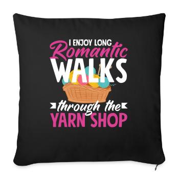 Knitting loves long romantic walks - Sofa pillowcase 17,3'' x 17,3'' (45 x 45 cm) - black - Front