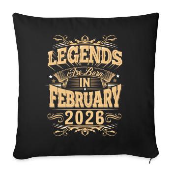 February 2026 birthday legend - Sofa pillowcase 17,3'' x 17,3'' (45 x 45 cm) - black - Front