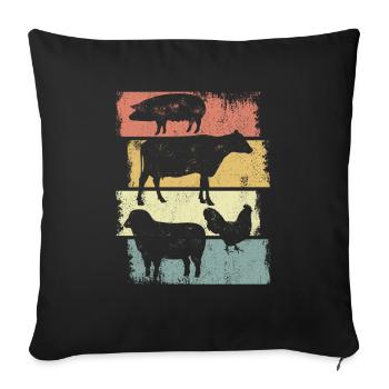 Schwein Huhn Schaf Huhn - Sofakissenbezug 45 x 45 cm - Schwarz - Vorne