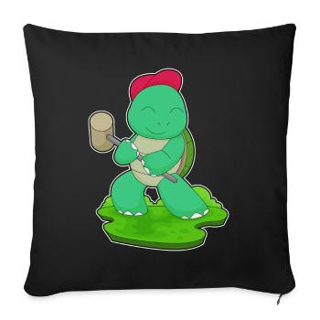 Schildkröte Handwerker Hammer Handwerk - Sofakissenbezug 45 x 45 cm - Schwarz - Vorne